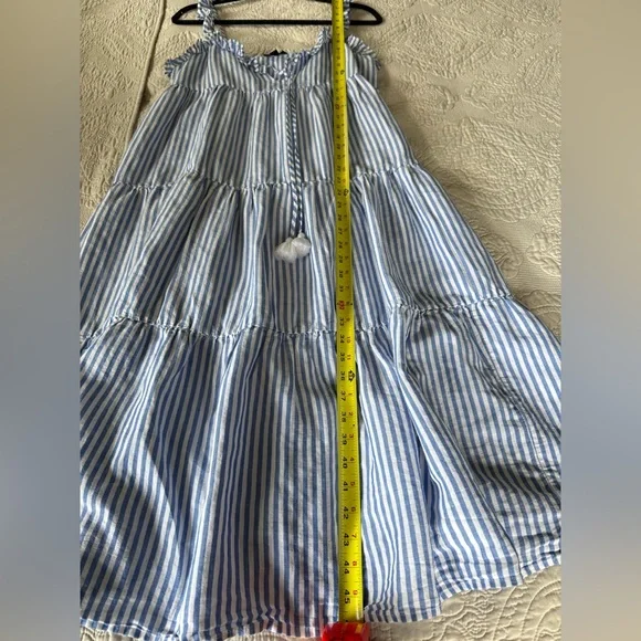 J Crew Cotton-linen tiered blue/white pinstripe Maximize sundress, S, MSRP $118 - Picture 11 of 14